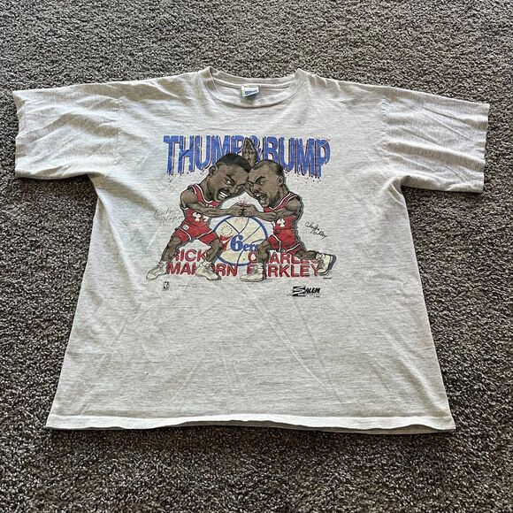 VTG Salem Philadelphia 76ers Thump & Bump Barkley Mahorn T Shirt Size XL NBA 90s